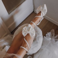 Klipsy Kokardy Satynowe Ivory