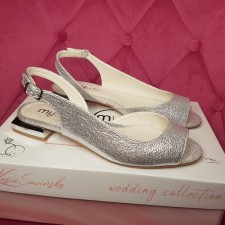 R.37,39 Czółenka Sandałki na wesele na obcasie 2 cm srebrny diamonds [MW024]